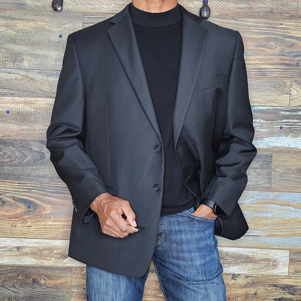 Joe Joseph Abboud Custom Made 100% Wool Black Bla… - image 3